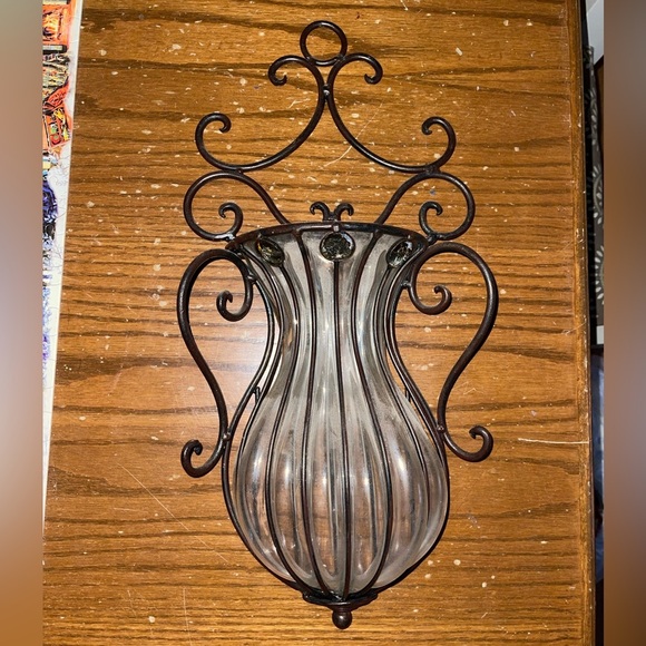 Other - Vintage Cast Iron glass plantar decor